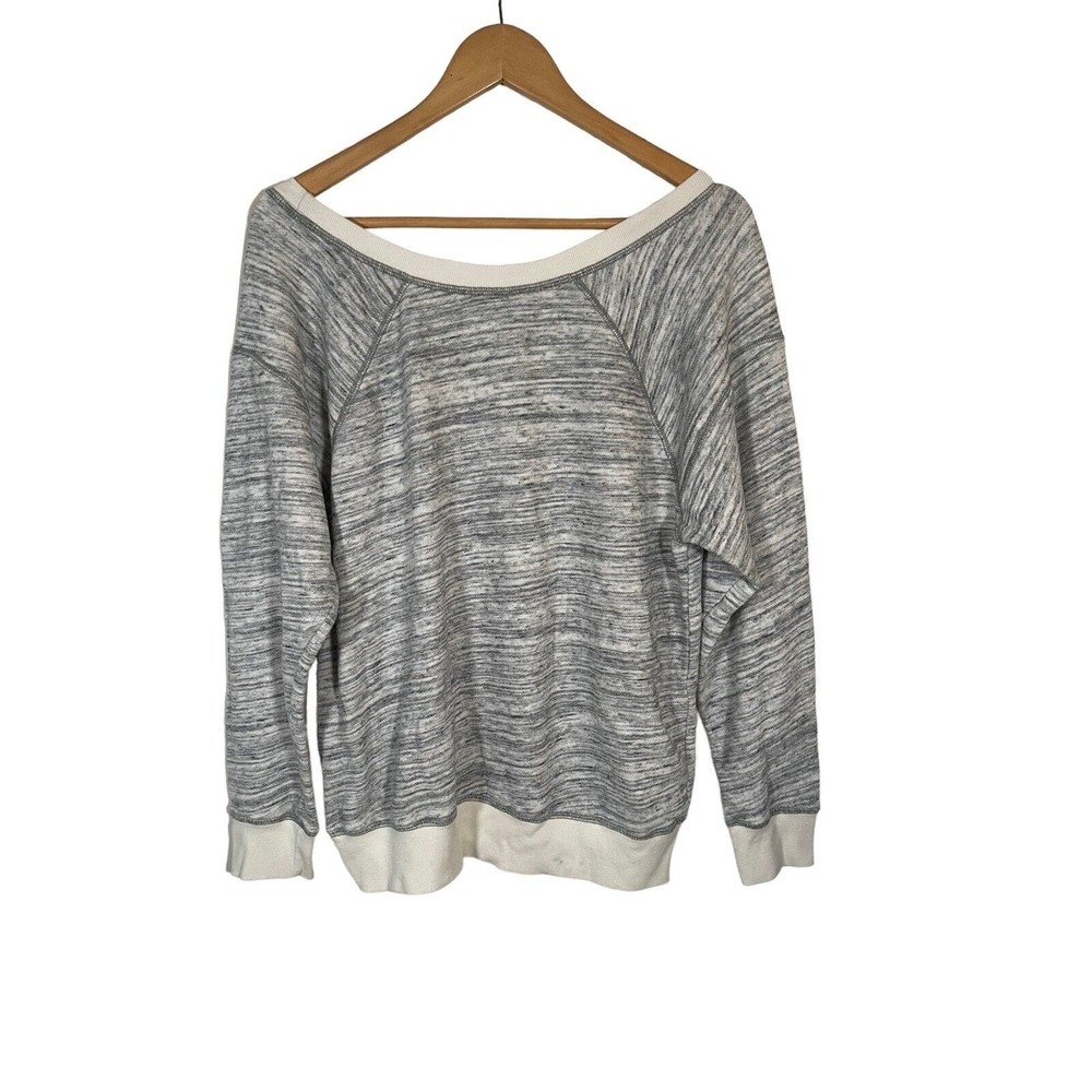 Z By Zella Sweatshirt Women's Size M Gray/White Cotton‎ Long Sleeve Round Neck - Picture 10 of 10